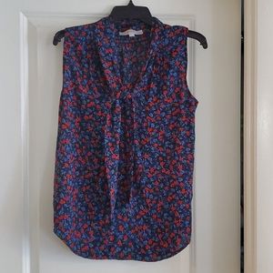 Floral Tie Neck Blouse